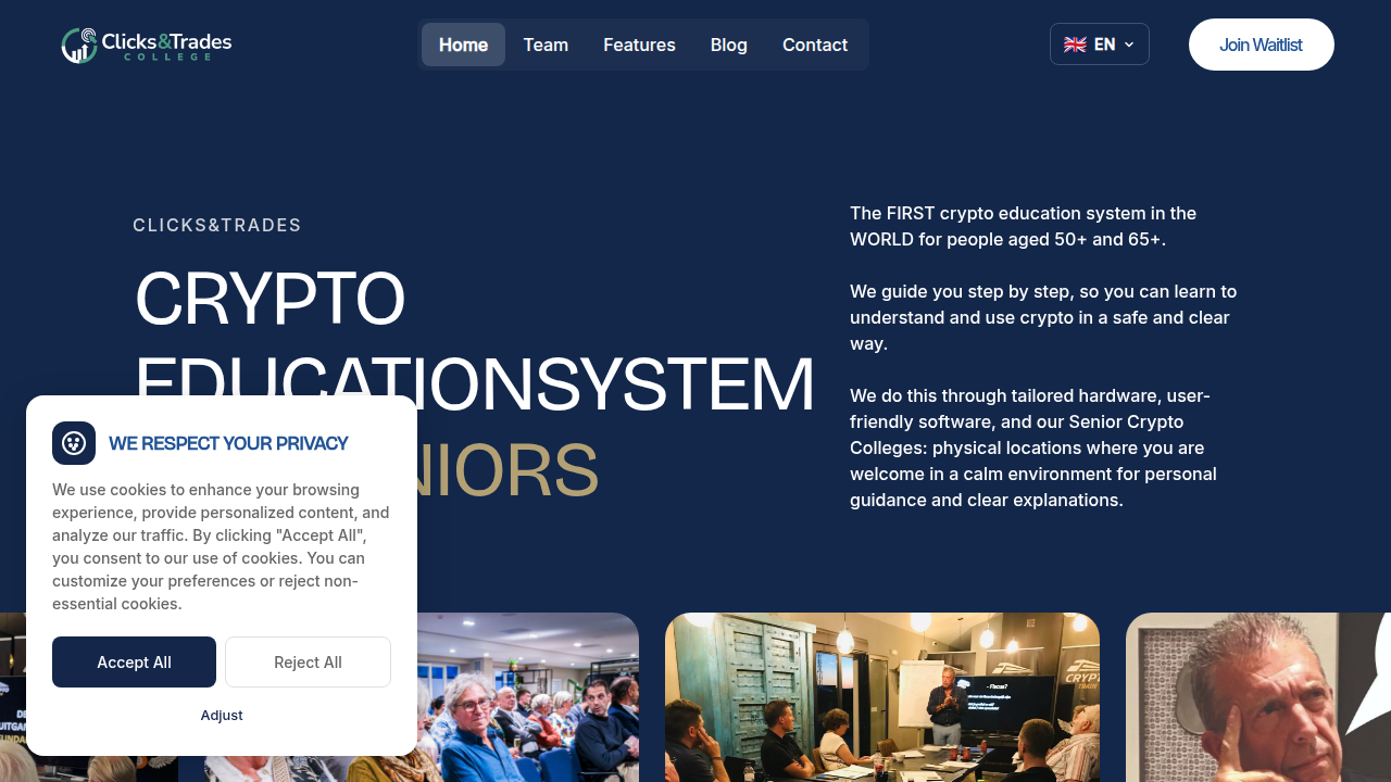 The homepage of the Clicks and Trades website, a resource for simple lessons and tips on tricky topics.