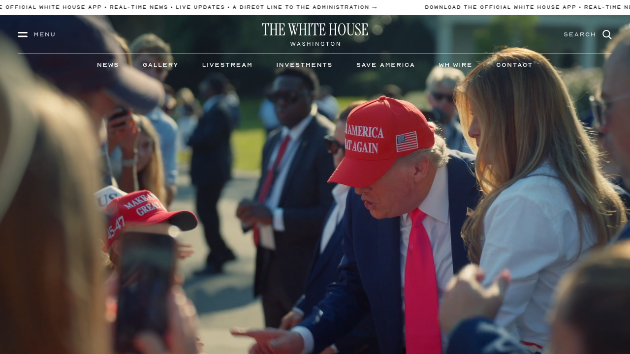The official White House website, a central source for executive orders and policy statements shaping digital asset regulation in the US.